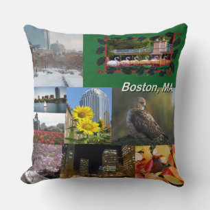 Boston, Massachusetts Photo Collage Cushion