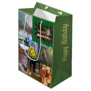 Boston, Massachusetts Photo Collage Medium Gift Bag