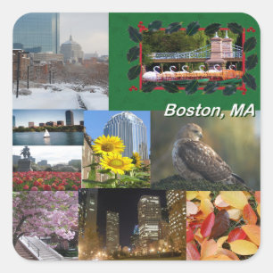 Boston, Massachusetts Photo Collage Square Sticker