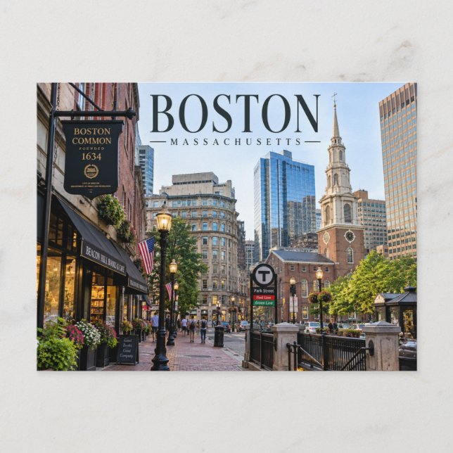 Boston, Massachusetts Postcard (Front)