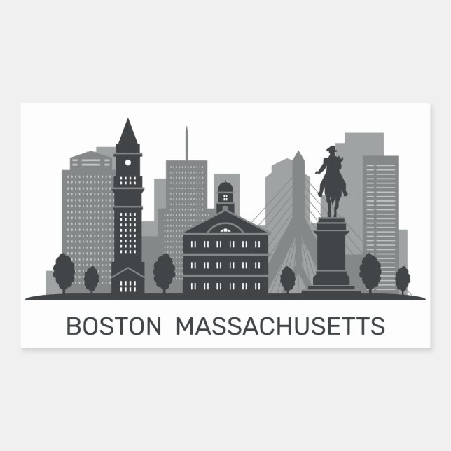 Boston Massachusetts Rectangular Sticker (Front)