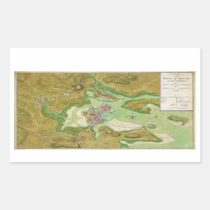 Boston Massachusetts Revolutionary War Map Rectangular Sticker