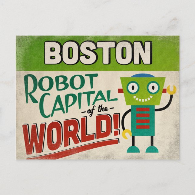 Boston Massachusetts Robot - Funny Vintage Postcard (Front)