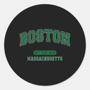 Boston Massachusetts Settled 1630 Vintage Sports Classic Round Sticker