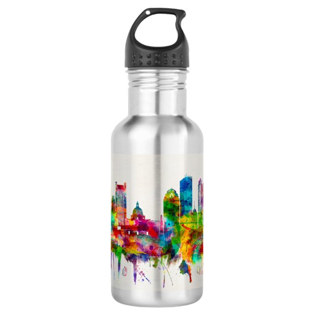 Boston Massachusetts Skyline 710 Ml Water Bottle (Front)