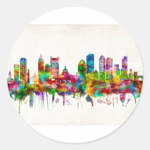 Boston Massachusetts Skyline Classic Round Sticker