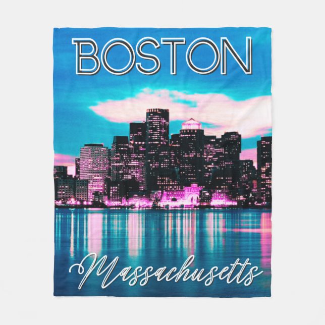 Boston Massachusetts Skyline  Fleece Blanket (Front)