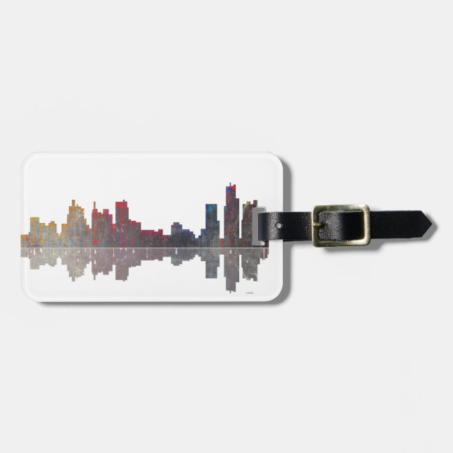 Boston Massachusetts Skyline Luggage Tag (Front Horizontal)