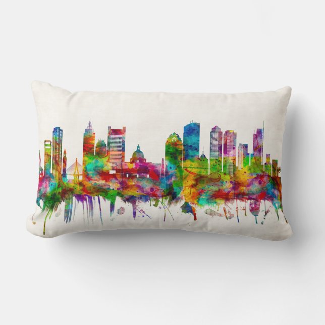 Boston Massachusetts Skyline Lumbar Cushion (Front)