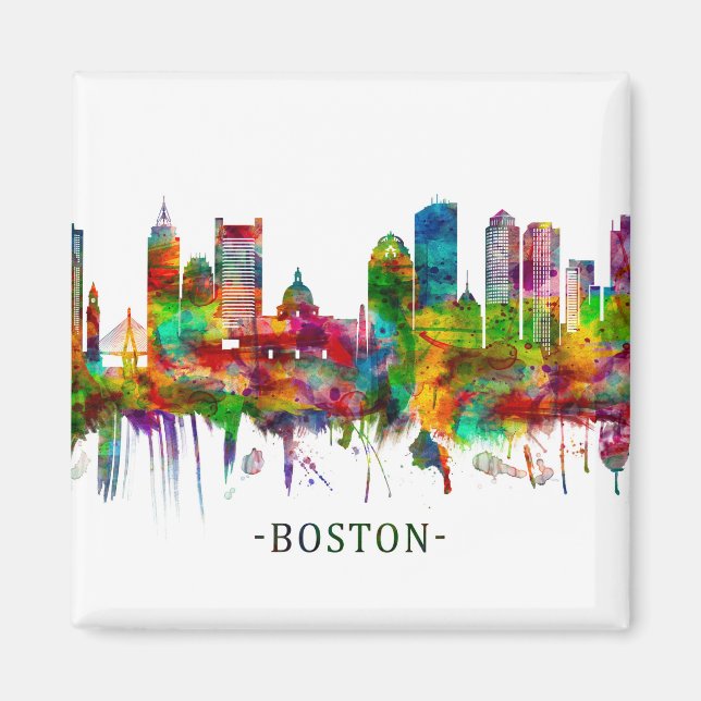 Boston Massachusetts Skyline Magnet (Front)