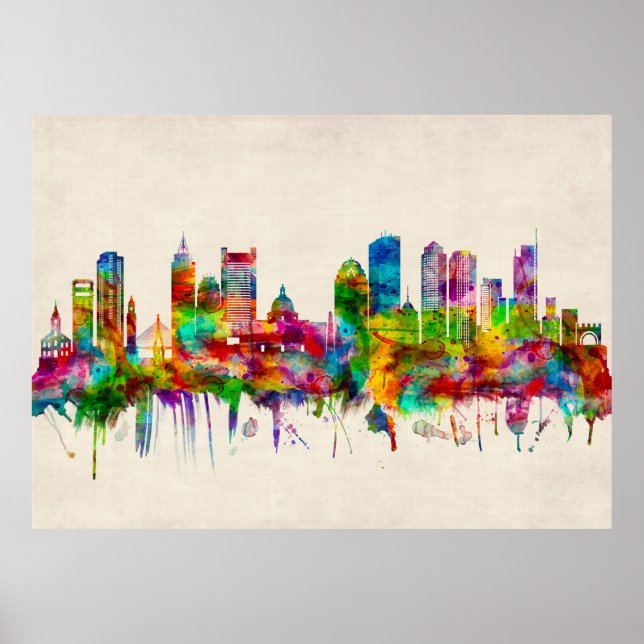 Boston Massachusetts Skyline Poster (Front)