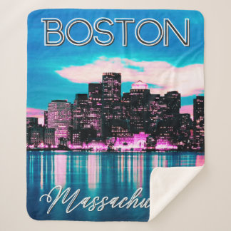 Boston Massachusetts Skyline   Sherpa Blanket