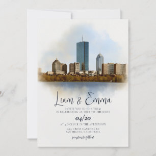 Boston Massachusetts Skyline Wedding Invitation