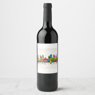 Boston Massachusetts Skyline Wine Label