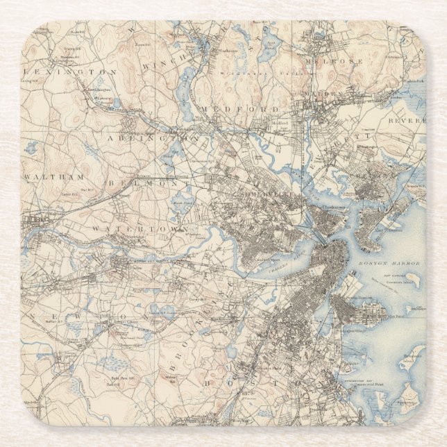 Boston, Massachusetts Square Paper Coaster (Front)
