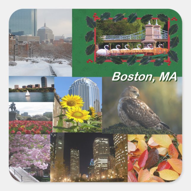 Boston, Massachusetts  Square Sticker (Front)