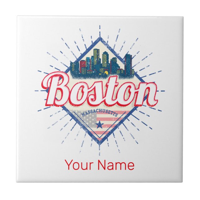 Boston Massachusetts United States Vintage USA Ceramic Tile (Front)