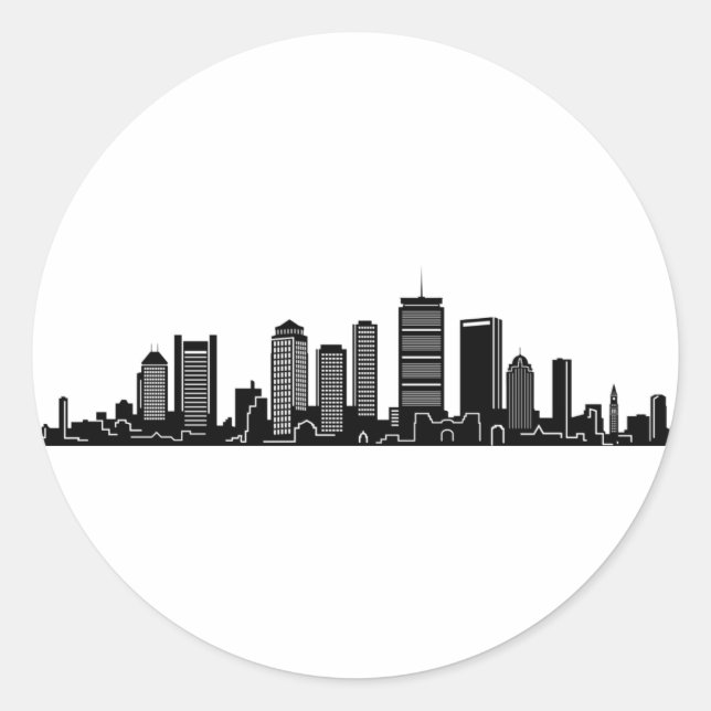 BOSTON Massachusetts USA City Skyline Silhouette Classic Round Sticker (Front)