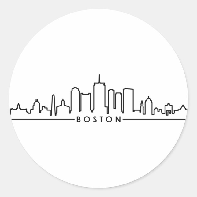 BOSTON Massachusetts USA City Skyline Silhouette Classic Round Sticker (Front)