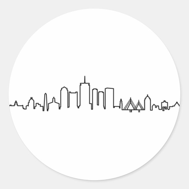 BOSTON Massachusetts USA City Skyline Silhouette Classic Round Sticker (Front)