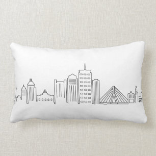 BOSTON Massachusetts USA City Skyline Silhouette Lumbar Cushion