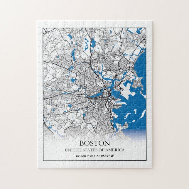Boston Massachusetts USA Travel City Map Jigsaw Puzzle (Vertical)