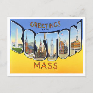 Boston, Massachusetts Vintage Big Letters Postcard
