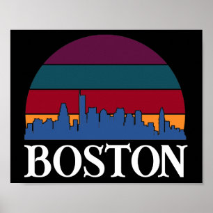 Boston Massachusetts Vintage Cityscape Poster