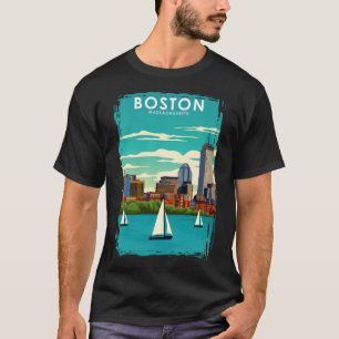 Boston Massachusetts Vintage Minimal Travel Poster T-Shirt