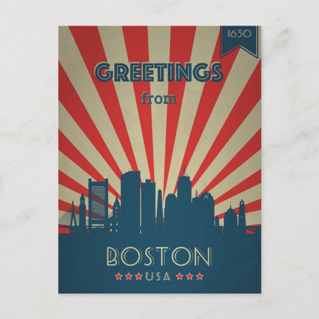 Boston Massachusetts Vintage Travel advertising  Postcard (Front)