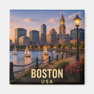 Boston Massachusetts Waterfront Travel Gift Magnet