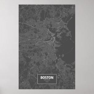 Boston, Massachusetts (white on black) Poster