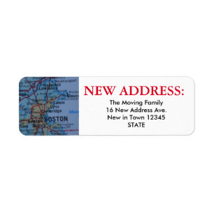 Boston New Address Label Return Address Label