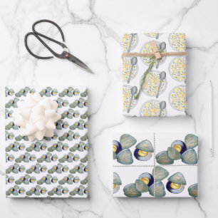 Boston New England Clams Clam Chowder Soup Wrapping Paper Sheet