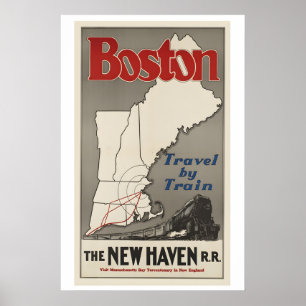 Boston New Haven Railroad Vintage Travel Poster