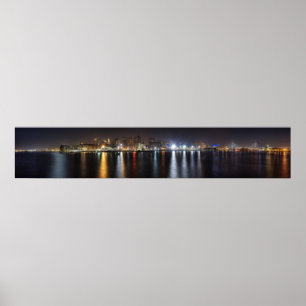 Boston Night Skyline Poster