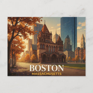 Boston Postcard   Trinity Church Skyline Souvenir