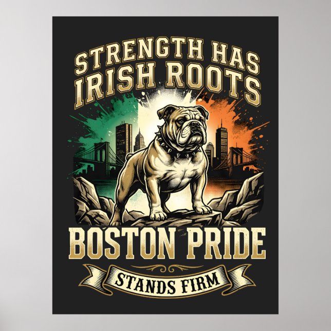 Boston Pride Irish Roots Bulldog Poster (Front)