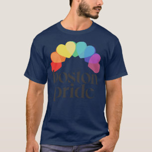 Boston Pride Typographic Rainbow Heart Design T-Shirt