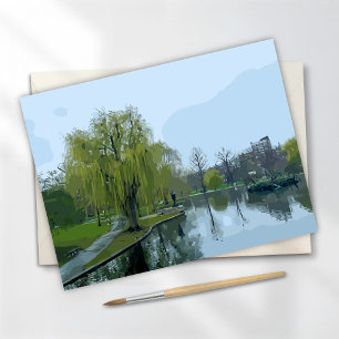 Boston Public Garden Massachusetts Painting Postcard