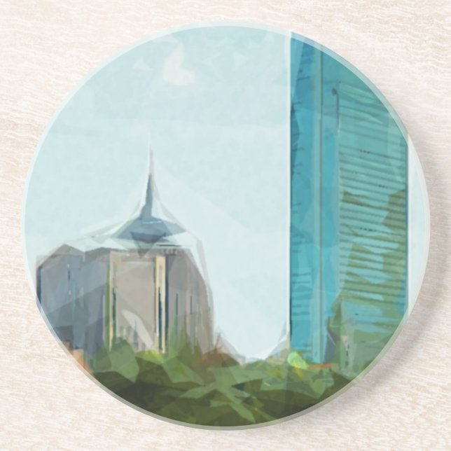 Boston Skyline Abstract Impressionism Coaster (Front)