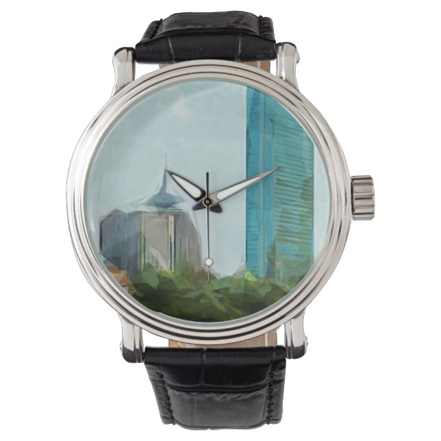 Boston Skyline Abstract Impressionism Watch (Front)