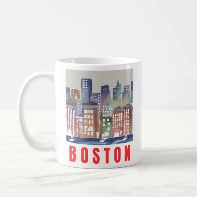 Boston Skyline Art: Historic Landmarks Coffee Mug (Left)