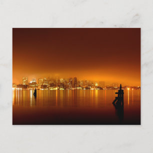 Boston Skyline at Night Postcard