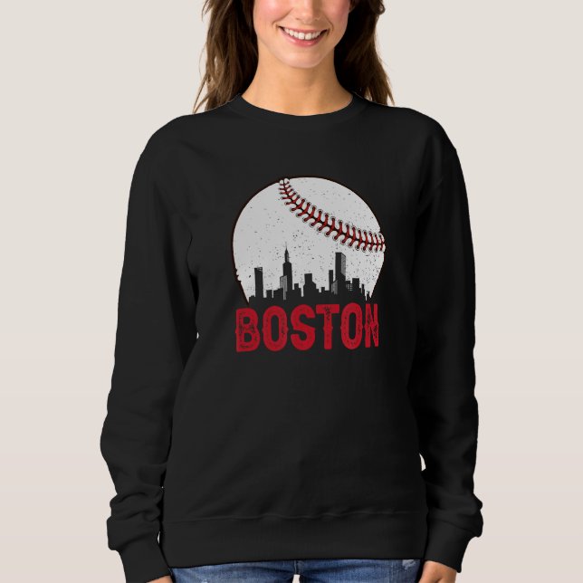 Boston Skyline Boston Massachusetts Baseball Citys Sweatshirt (Front)