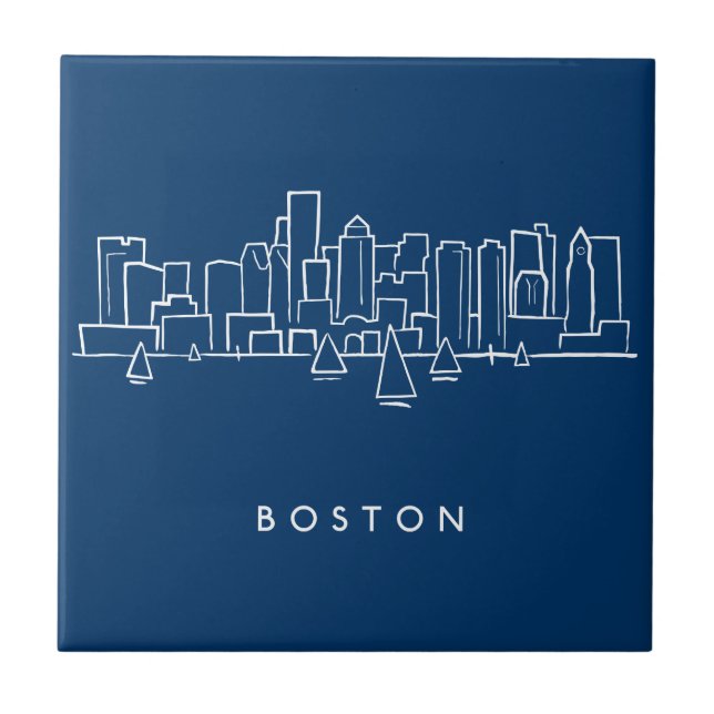 Boston Skyline Ceramic Tile (Front)