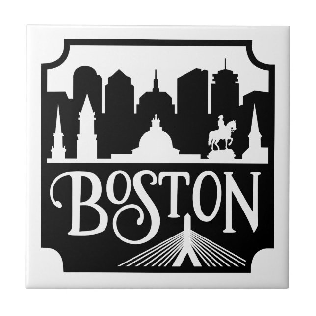 Boston Skyline Ceramic Tile (Front)
