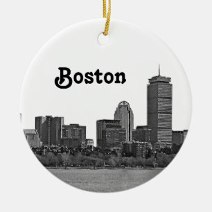 Boston Skyline Etched Ceramic Ornament