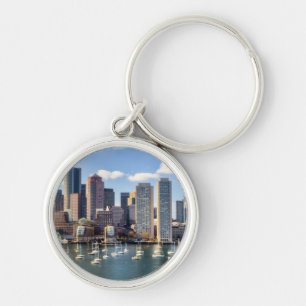 Boston skyline from waterfront key ring