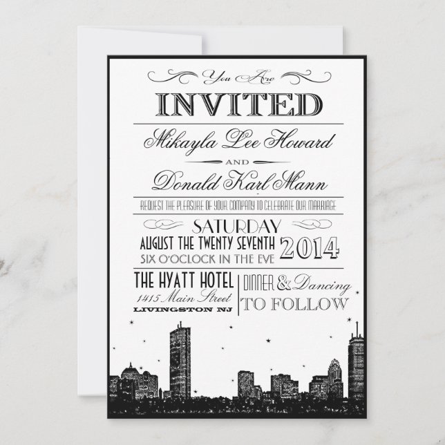 Boston Skyline Invitations (Front)